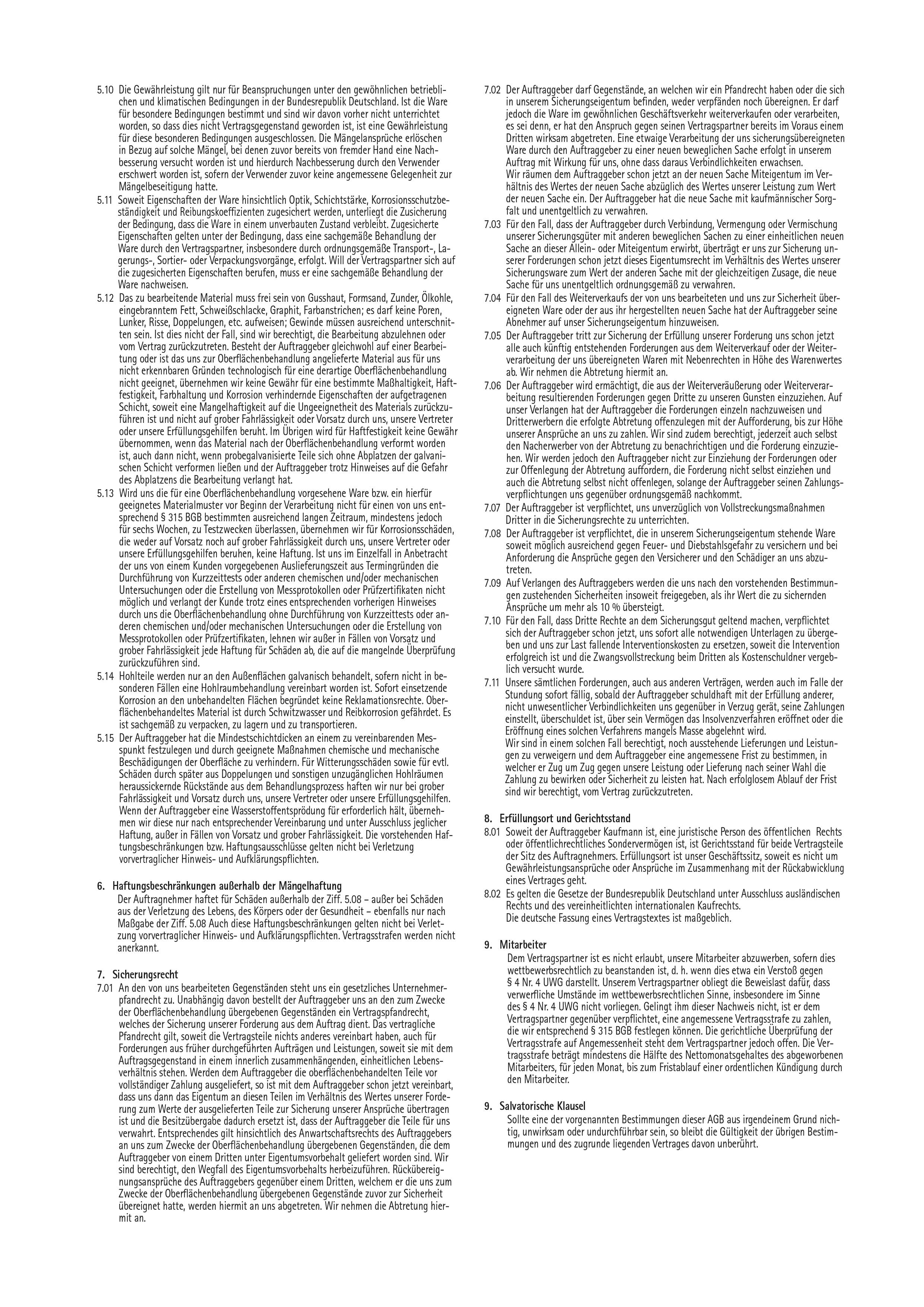 Allgemeine Geschäftsbedingungen, Seite 2